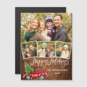 4 FOTO Weihnachtsroter LKW Gruß Magnetkarte (Vorne/Hinten)