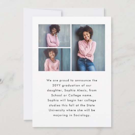 4 Foto White Overlay Eleganter Script-Abschluss Ankündigung (Rückseite)