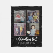 4 FotoCollage - 2 Zeilen Text - Farbe bearbeiten Fleecedecke (Vorderseite)