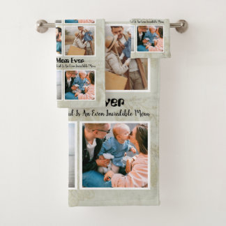 4 FotoCollage Beste Mama je Badhandtuch Set