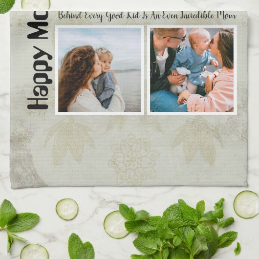 4 FotoCollage Beste Mama je Geschirrtuch (Gefaltet)