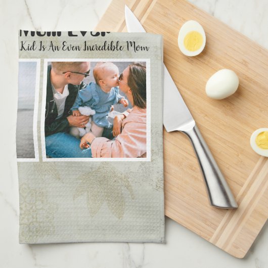 4 FotoCollage Beste Mama je Geschirrtuch (Viertel Falte)