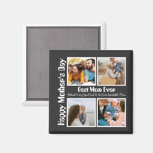 4 FotoCollage Beste Mama je Magnet (Vorderseite/Rückseite)