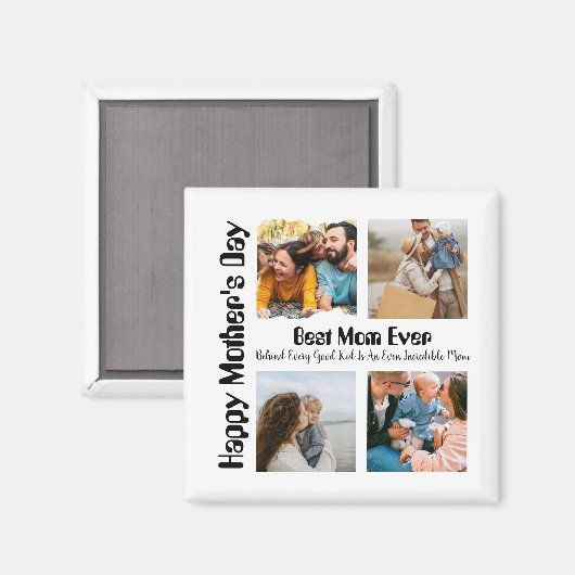 4 FotoCollage Beste Mama je Magnet (Vorderseite/Rückseite)