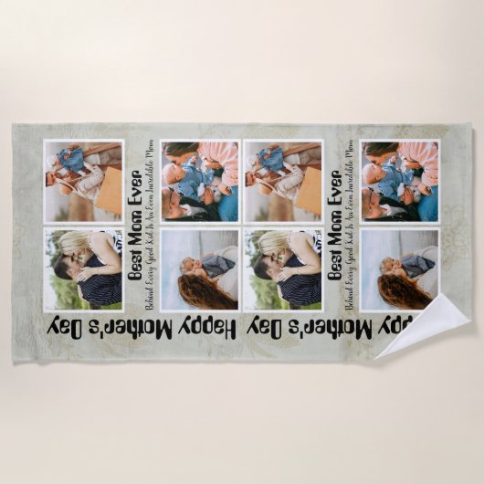 4 FotoCollage Beste Mama je Strandtuch (Vorderseite)