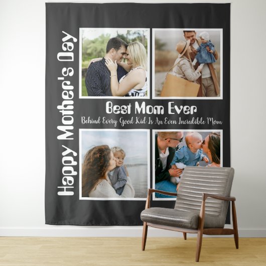 4 FotoCollage Beste Mama je Wandteppich (Beispiel)
