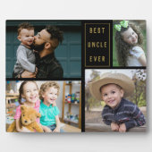 4 FotoCollage Beste Onkel je Schwarz und Gold Fotoplatte (Vorderseite)