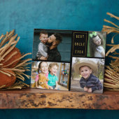 4 FotoCollage Beste Onkel je Schwarz und Gold Fotoplatte (Seite)