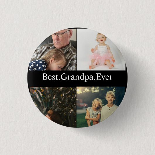 4 FotoCollage Beste Opa je Button (Vorderseite)