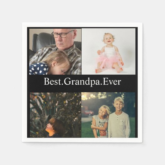 4 FotoCollage Beste Opa je Serviette (Vorderseite)