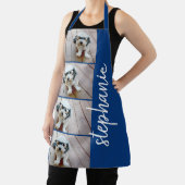 4 FotoCollage - blau mit weißem Skriptnamen Schürze (InSitu)