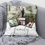 4 FotoCollage Family Typografie Personalisiert Kissen<br><div class="desc">4 Foto Collage Family Liebe Herztypografie Personalisierter Kissen aus Ricaso - Schwarz und Weiß mit 4 Bildvorlagen</div>