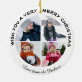 4 FotoCollage | Gewohnte Weihnachtsgrüße Keramik Ornament (Hinten)