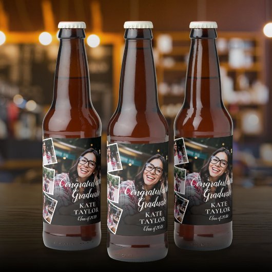 4 Fotocollage Graduation Party Bierflaschenetikett