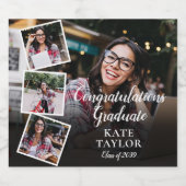 4 Fotocollage Graduation Party Bierflaschenetikett (Einzelnes Label)