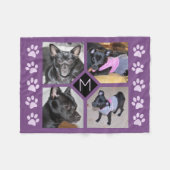 4 FotoCollage | Hund Erste Lila Pawprints Fleecedecke (Vorderseite (Horizontal))