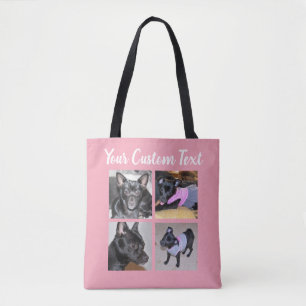 4 FotoCollage Hund Pink Tote Tasche