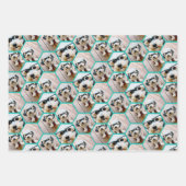 4 FotoCollage in einem trendigen Hexagon-Muster Geschenkpapier Set (Vorderseite 2)