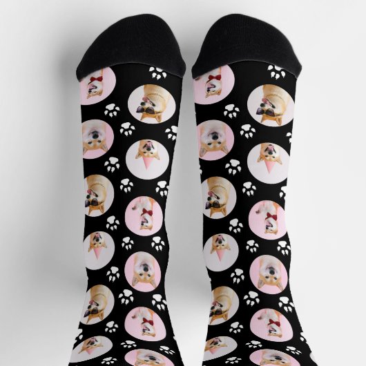 4 FotoCollage Machen Sie Ihre eigenen Fun Dog Sock Socken (Oben)