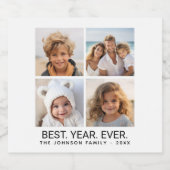 4 FotoCollage Minimalistisch - Bestes Jahr Bierflaschenetikett (Einzelnes Label)