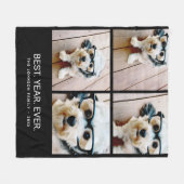 4 FotoCollage Minimalistisch - Bestes Jahr Fleecedecke (Vorderseite (Horizontal))
