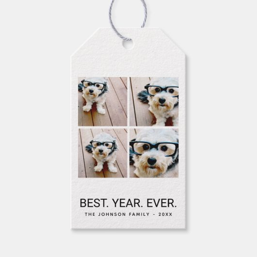 4 FotoCollage Minimalistisch - Bestes Jahr für Sch Geschenkanhänger (Vorderseite)