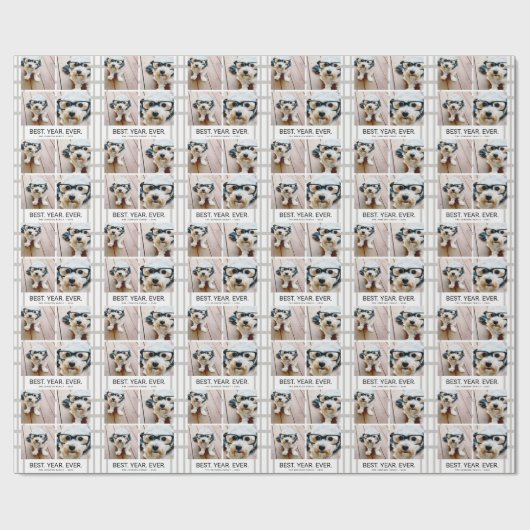 4 FotoCollage Minimalistisch - Bestes Jahr Geschenkpapier (Flach)