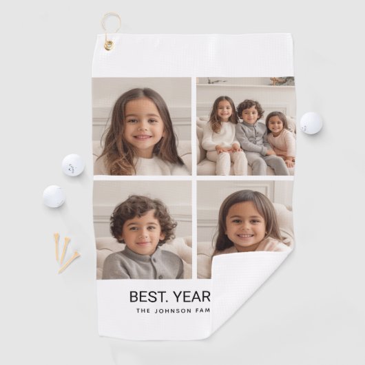 4 FotoCollage Minimalistisch - Bestes Jahr Golfhandtuch (Insitu)