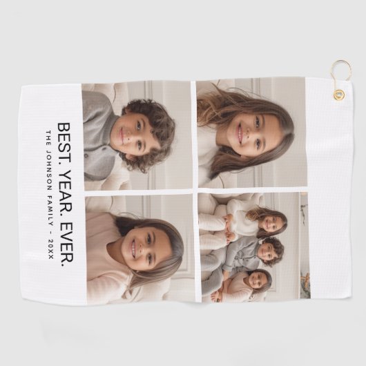 4 FotoCollage Minimalistisch - Bestes Jahr Golfhandtuch (Horizontal)
