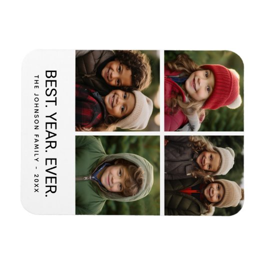 4 FotoCollage Minimalistisch - Bestes Jahr Magnet (Horizontal)