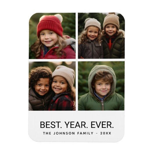 4 FotoCollage Minimalistisch - Bestes Jahr Magnet (Vertikal)