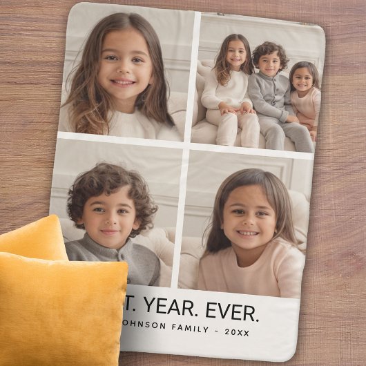 4 FotoCollage Minimalistisch - Bestes Jahr Sherpadecke