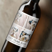 4 FotoCollage Minimalistisch - Bestes Jahr Weinetikett