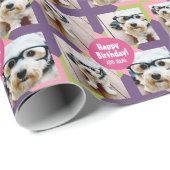 4 FotoCollage mit benutzerdefiniertem Happy Geburt Geschenkpapier (Rolleneckpunkt)