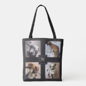 4 FotoCollage mit Dog Quote Black Tote Bag Tasche (Rückseite)