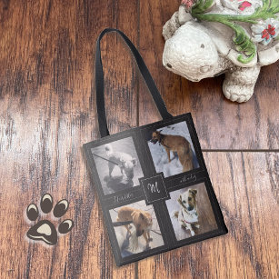 4 FotoCollage mit Dog Quote Black Tote Bag Tasche
