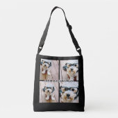 4 FotoCollage mit handgeschriebenem Namen - schwar Tragetaschen Mit Langen Trägern (Rückseite)