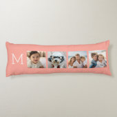 4 FotoCollage mit Monogramm Initial - Koralle Seitenschläferkissen (Rückseite)