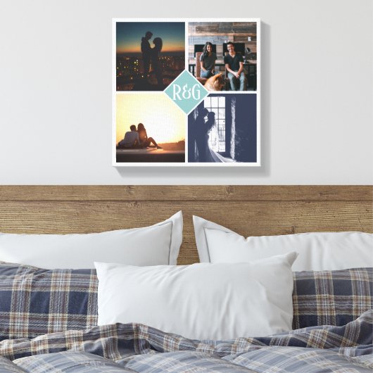 4 FotoCollage Mit Monogramm Leinwanddruck (Insitu (Schlafzimmer))