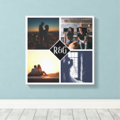 4 FotoCollage Mit Monogramm Leinwanddruck (Insitu (Holzboden))