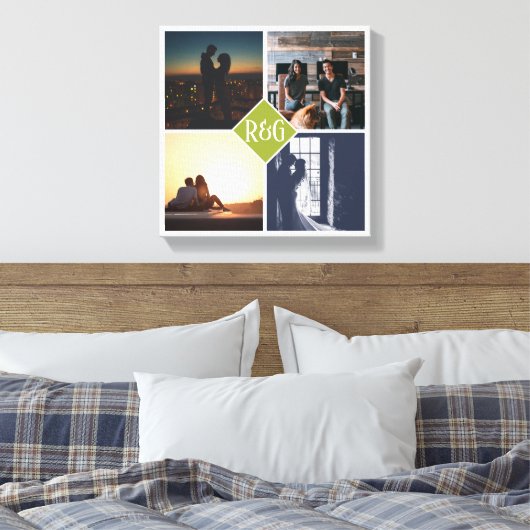 4 FotoCollage Mit Monogramm Leinwanddruck (Insitu (Schlafzimmer))