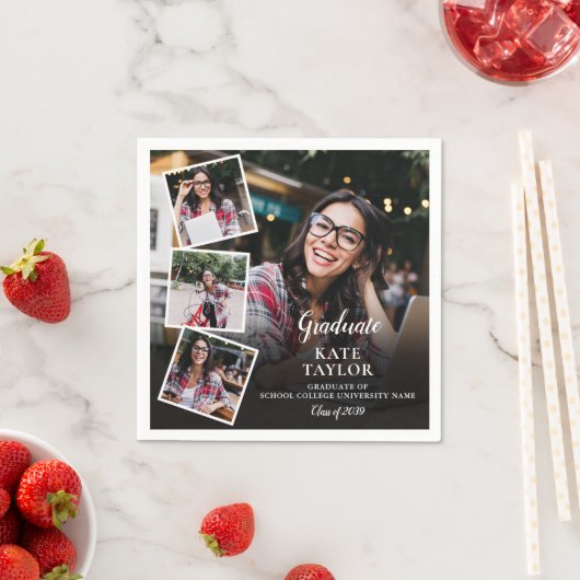 4 FotoCollage Moderne Graduierungsparty Serviette (Beispiel)