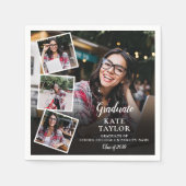 4 FotoCollage Moderne Graduierungsparty Serviette (Vorderseite)