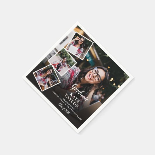 4 FotoCollage Moderne Graduierungsparty Serviette (Ecke)