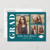 4 FotoCollage Modernes Drehbuch Aquamarine Grade P Postkarte (Vorne/Hinten)