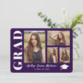 4 FotoCollage Modernes Drehbuch Lila Grad Ankündigung (Stehend Vorderseite)