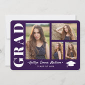 4 FotoCollage Modernes Drehbuch Lila Grad Ankündigung (Vorderseite)