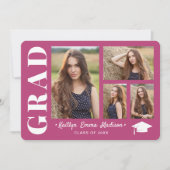 4 FotoCollage Modernes Drehbuch Rosa Grad Ankündigung (Vorderseite)