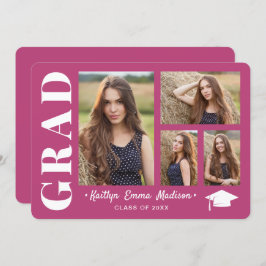 4 FotoCollage Modernes Drehbuch Rosa Grad Ankündigung