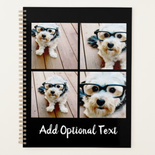 4 Fotocollage Optionaler Text — Schwarz bearbeit Planer